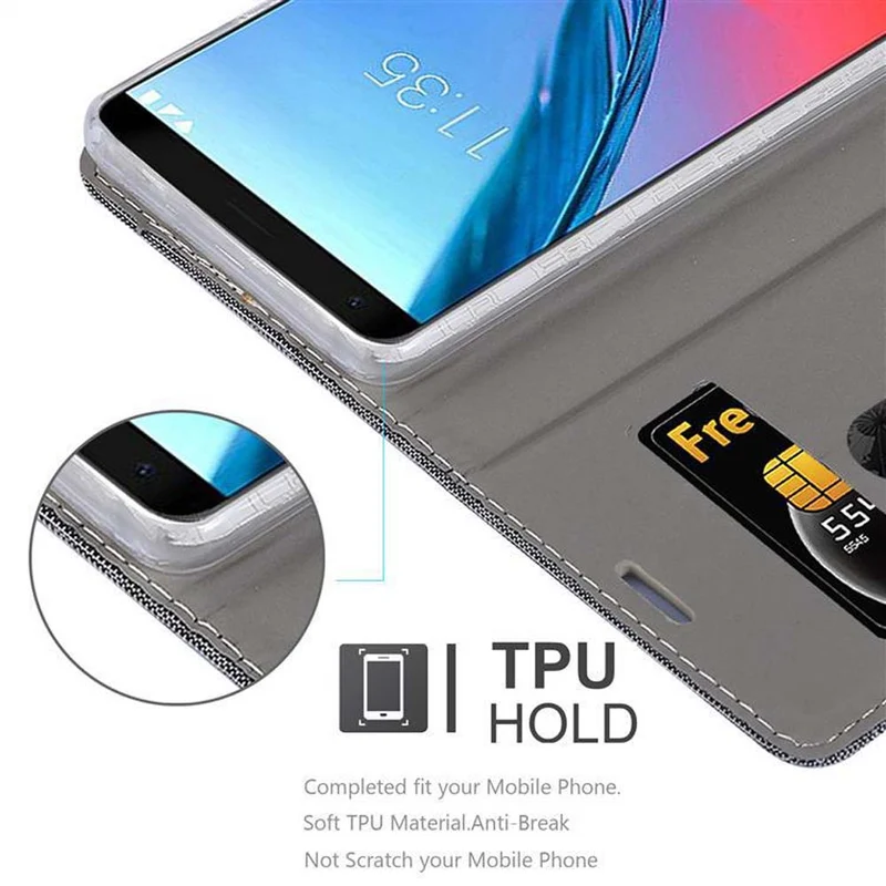 Cadorabo Hülle kompatibel mit ZTE Blade V9 Schutzhülle mit Magnetverschluss, Standfunktion und Kartenfach