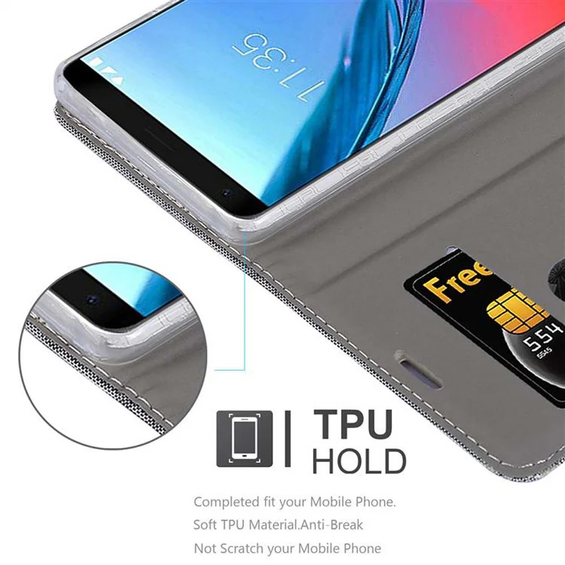 Cadorabo Hülle kompatibel mit ZTE Blade V9 Schutzhülle mit Magnetverschluss, Standfunktion und Kartenfach