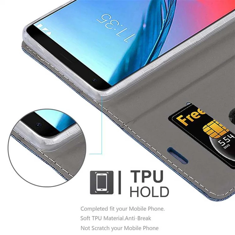 Cadorabo Hülle kompatibel mit ZTE Blade V9 Schutzhülle mit Magnetverschluss, Standfunktion und Kartenfach