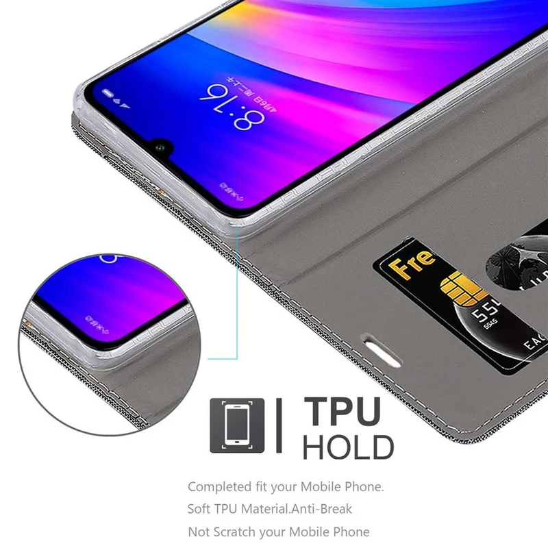 Cadorabo Hülle kompatibel mit Xiaomi RedMi 7 Schutzhülle mit Magnetverschluss, Standfunktion und Kartenfach