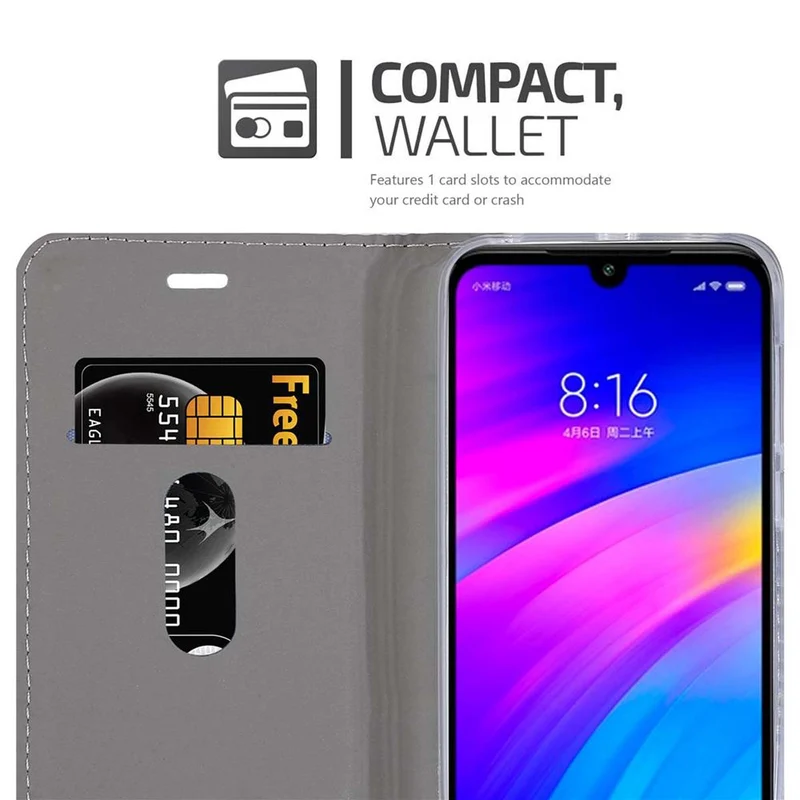 Cadorabo Hülle kompatibel mit Xiaomi RedMi 7 Schutzhülle mit Magnetverschluss, Standfunktion und Kartenfach