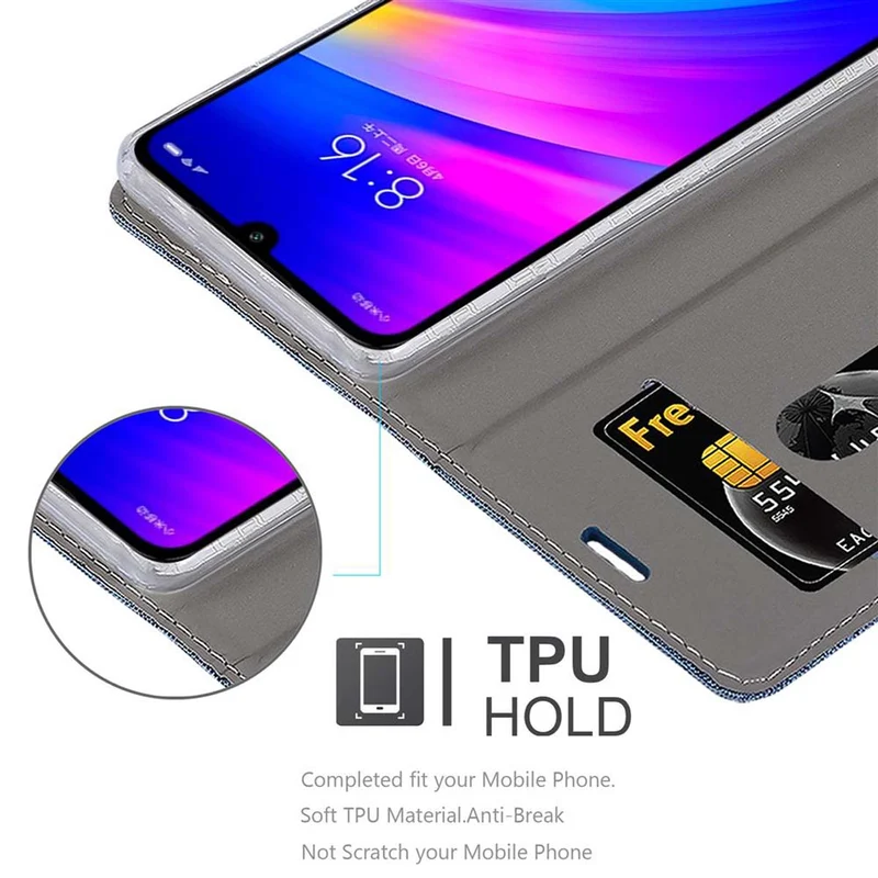 Cadorabo Hülle kompatibel mit Xiaomi RedMi 7 Schutzhülle mit Magnetverschluss, Standfunktion und Kartenfach