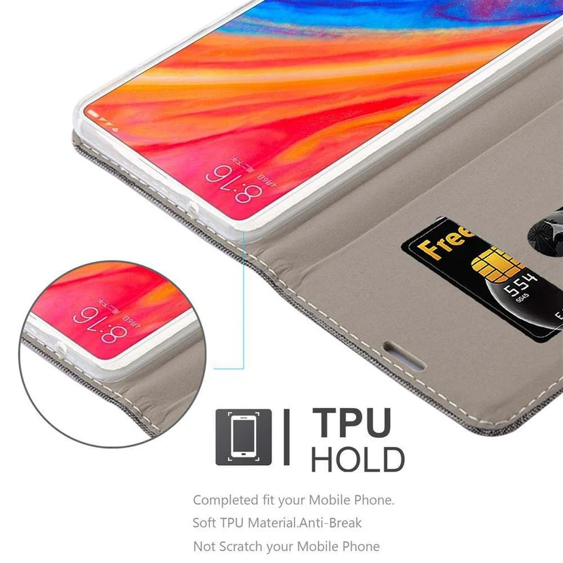 Cadorabo Hülle kompatibel mit Xiaomi Mi MIX 2S Schutzhülle mit Magnetverschluss, Standfunktion und Kartenfach