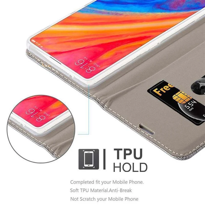 Cadorabo Hülle kompatibel mit Xiaomi Mi MIX 2S Schutzhülle mit Magnetverschluss, Standfunktion und Kartenfach