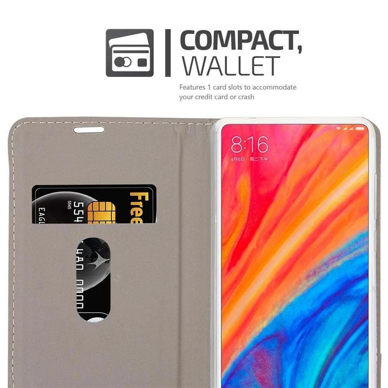 Cadorabo Hülle kompatibel mit Xiaomi Mi MIX 2S Schutzhülle mit Magnetverschluss, Standfunktion und Kartenfach