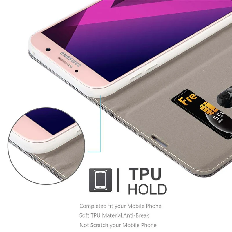Cadorabo Hülle kompatibel mit Samsung Galaxy A7 2017 Schutzhülle mit Magnetverschluss, Standfunktion und Kartenfach