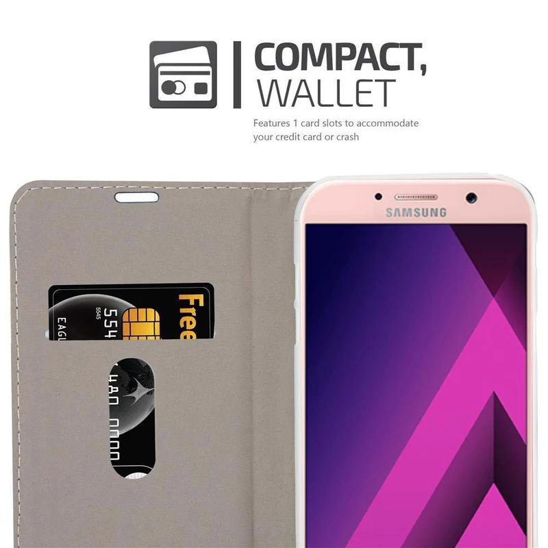 Cadorabo Hülle kompatibel mit Samsung Galaxy A7 2017 Schutzhülle mit Magnetverschluss, Standfunktion und Kartenfach