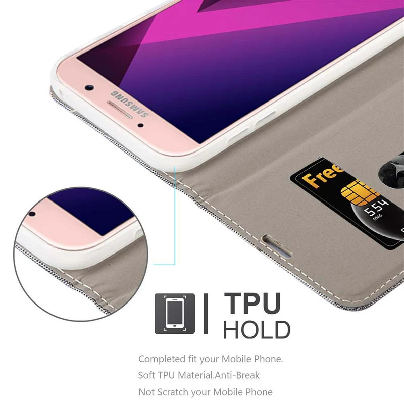 Cadorabo Hülle kompatibel mit Samsung Galaxy A7 2017 Schutzhülle mit Magnetverschluss, Standfunktion und Kartenfach