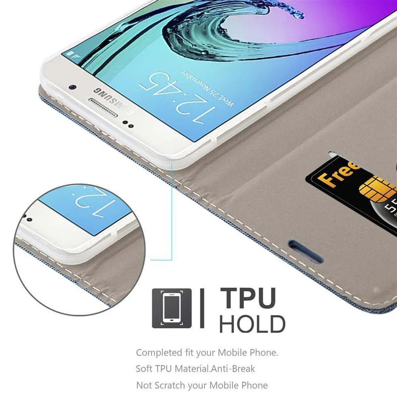 Cadorabo Hülle kompatibel mit Samsung Galaxy A7 2016 Schutzhülle mit Magnetverschluss, Standfunktion und Kartenfach