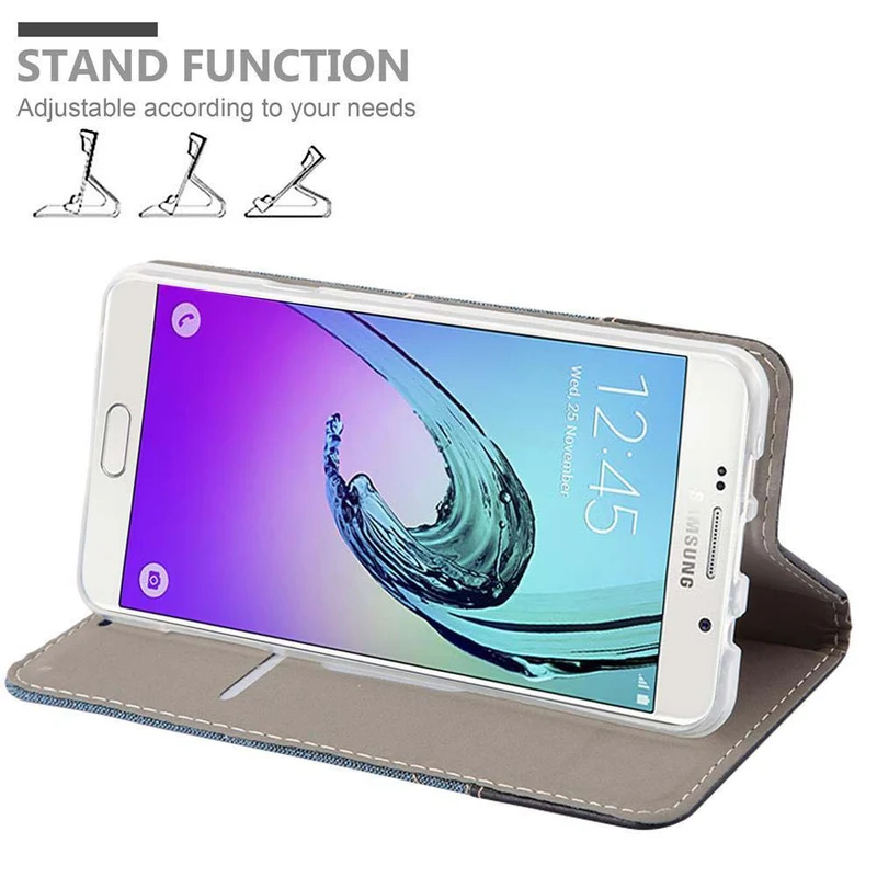 Cadorabo Hülle kompatibel mit Samsung Galaxy A7 2016 Schutzhülle mit Magnetverschluss, Standfunktion und Kartenfach
