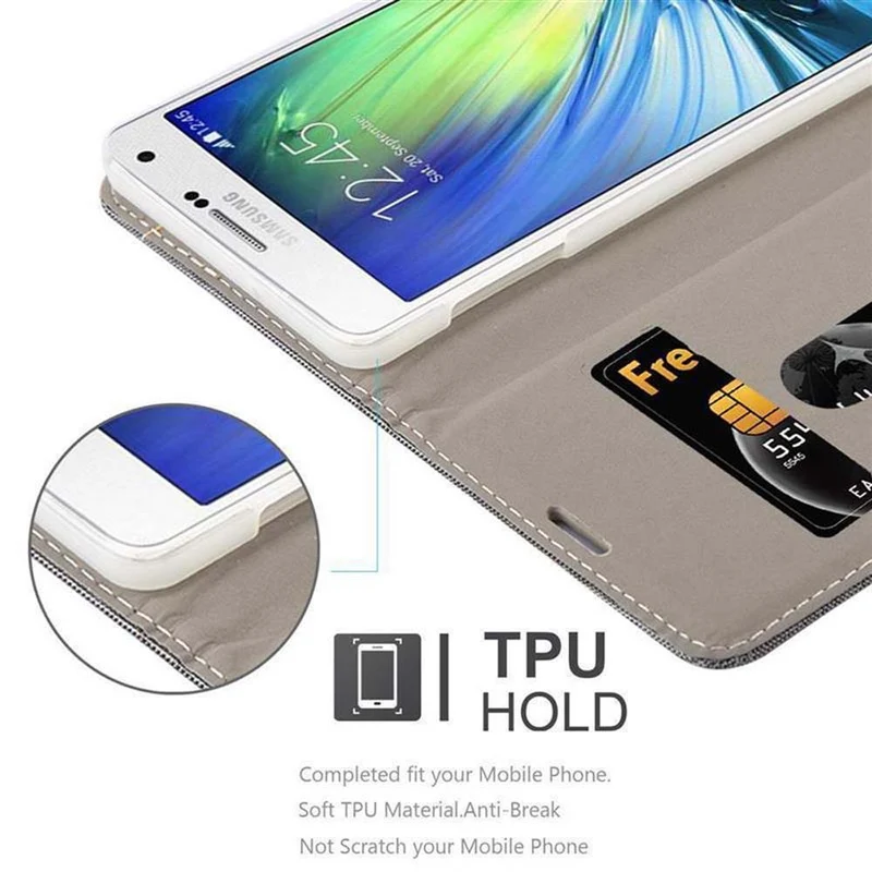 Cadorabo Hülle kompatibel mit Samsung Galaxy A7 2015 Schutzhülle mit Magnetverschluss, Standfunktion und Kartenfach
