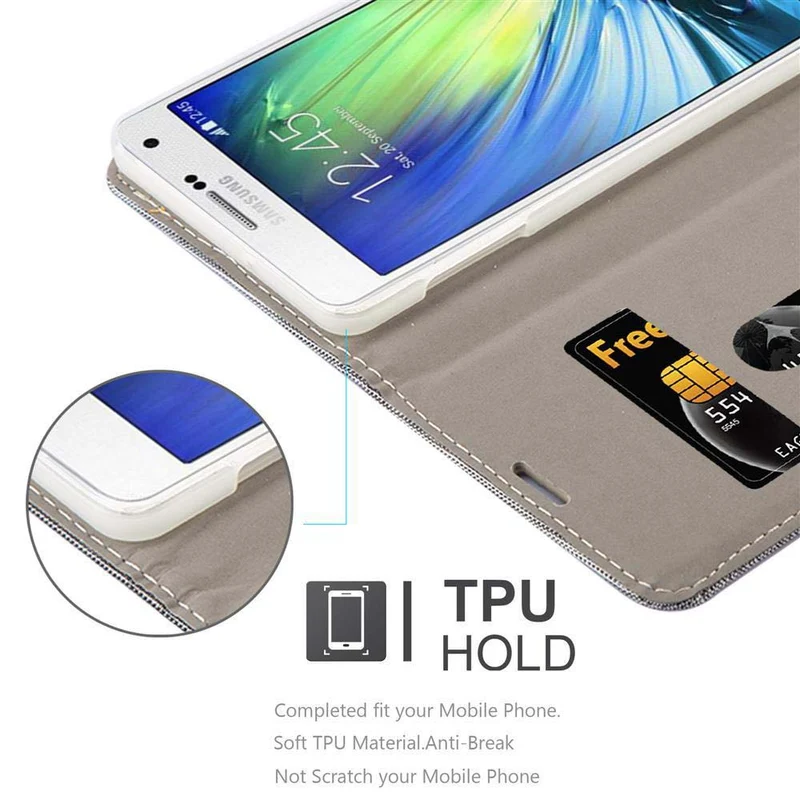 Cadorabo Hülle kompatibel mit Samsung Galaxy A7 2015 Schutzhülle mit Magnetverschluss, Standfunktion und Kartenfach