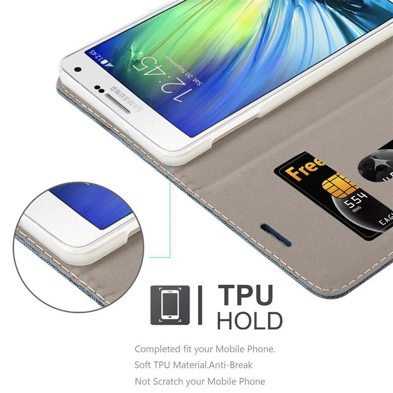 Cadorabo Hülle kompatibel mit Samsung Galaxy A7 2015 Schutzhülle mit Magnetverschluss, Standfunktion und Kartenfach