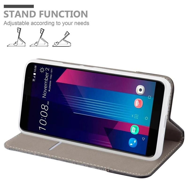 Cadorabo Hülle kompatibel mit HTC U11 PLUS Schutzhülle mit Magnetverschluss, Standfunktion und Kartenfach