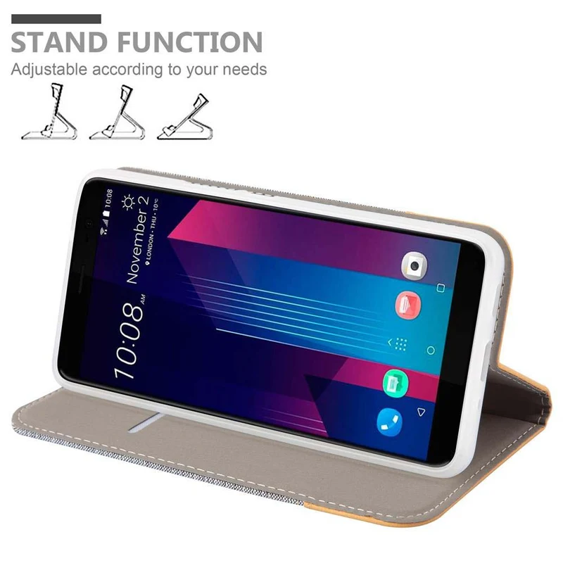 Cadorabo Hülle kompatibel mit HTC U11 PLUS Schutzhülle mit Magnetverschluss, Standfunktion und Kartenfach