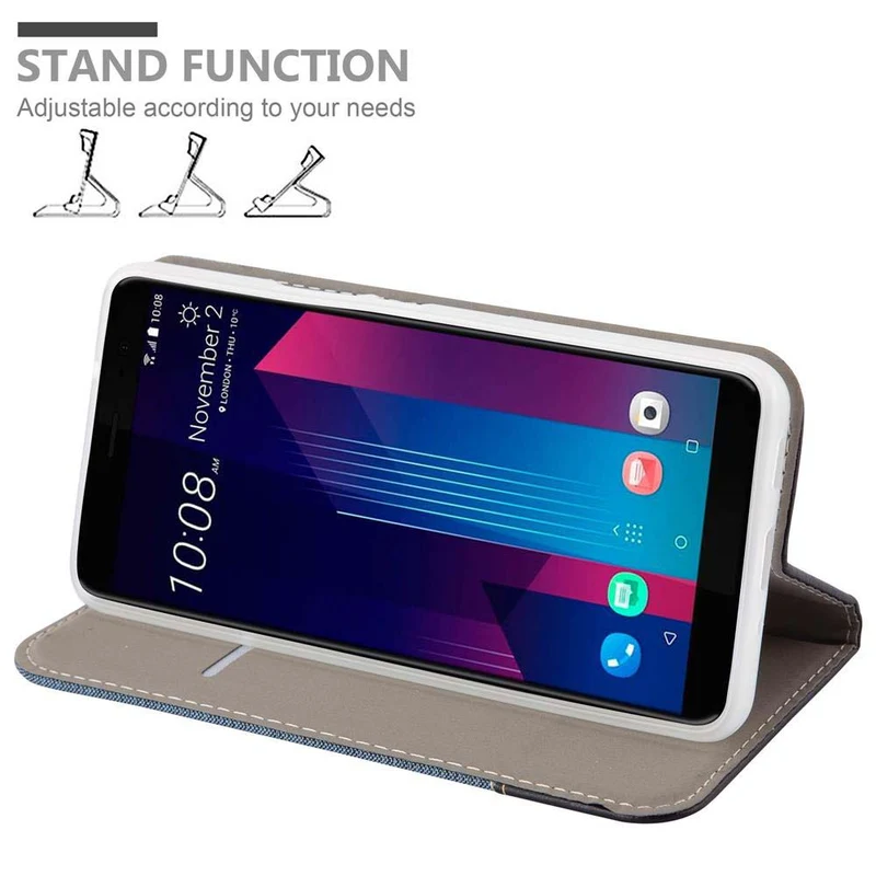 Cadorabo Hülle kompatibel mit HTC U11 PLUS Schutzhülle mit Magnetverschluss, Standfunktion und Kartenfach