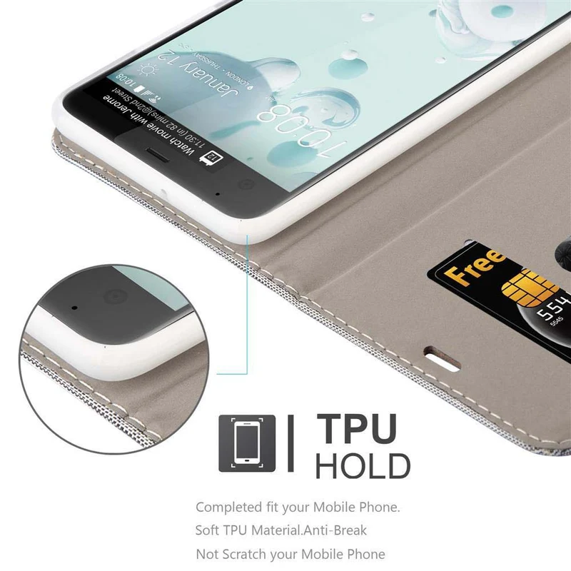 Cadorabo Hülle kompatibel mit HTC U ULTRA Schutzhülle mit Magnetverschluss, Standfunktion und Kartenfach