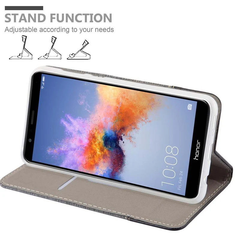 Cadorabo Hülle kompatibel mit Honor 7X Schutzhülle mit Magnetverschluss, Standfunktion und Kartenfach