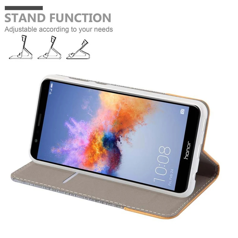 Cadorabo Hülle kompatibel mit Honor 7X Schutzhülle mit Magnetverschluss, Standfunktion und Kartenfach