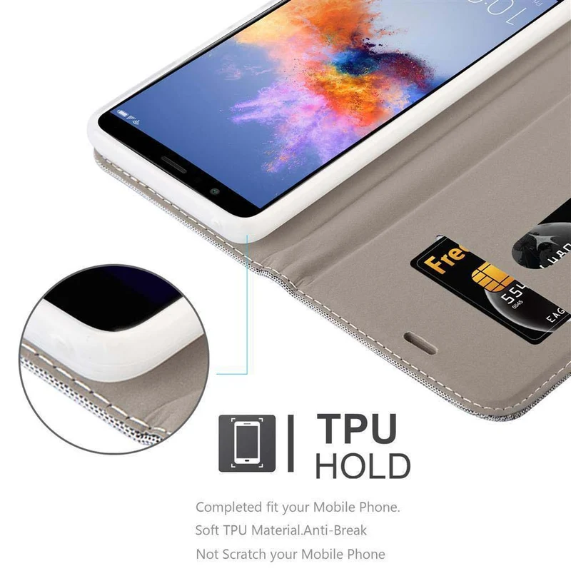 Cadorabo Hülle kompatibel mit Honor 7X Schutzhülle mit Magnetverschluss, Standfunktion und Kartenfach