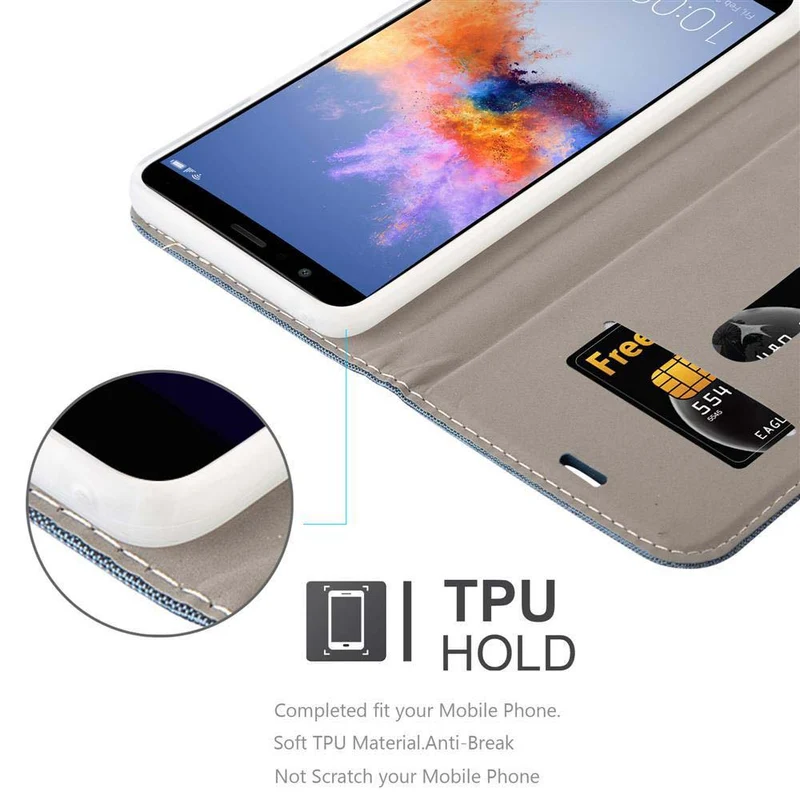 Cadorabo Hülle kompatibel mit Honor 7X Schutzhülle mit Magnetverschluss, Standfunktion und Kartenfach