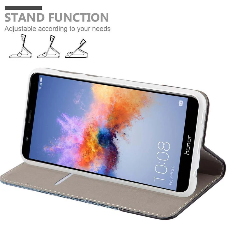 Cadorabo Hülle kompatibel mit Honor 7X Schutzhülle mit Magnetverschluss, Standfunktion und Kartenfach