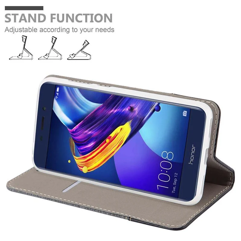 Cadorabo Hülle kompatibel mit Honor 6C PRO Schutzhülle mit Magnetverschluss, Standfunktion und Kartenfach
