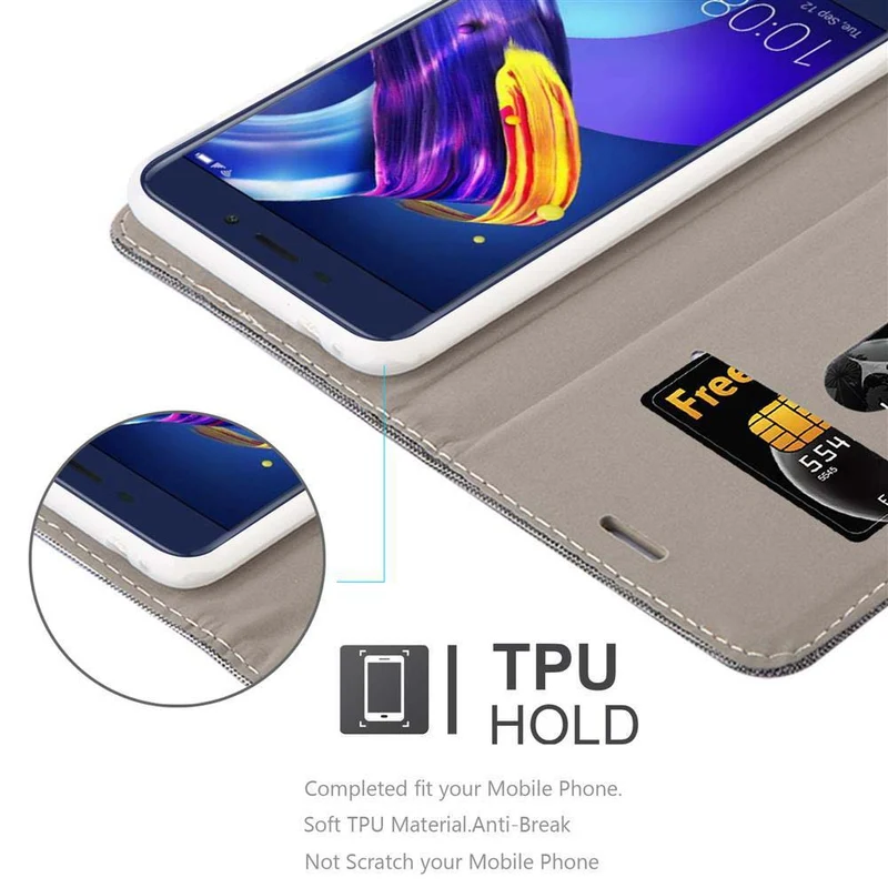 Cadorabo Hülle kompatibel mit Honor 6C PRO Schutzhülle mit Magnetverschluss, Standfunktion und Kartenfach