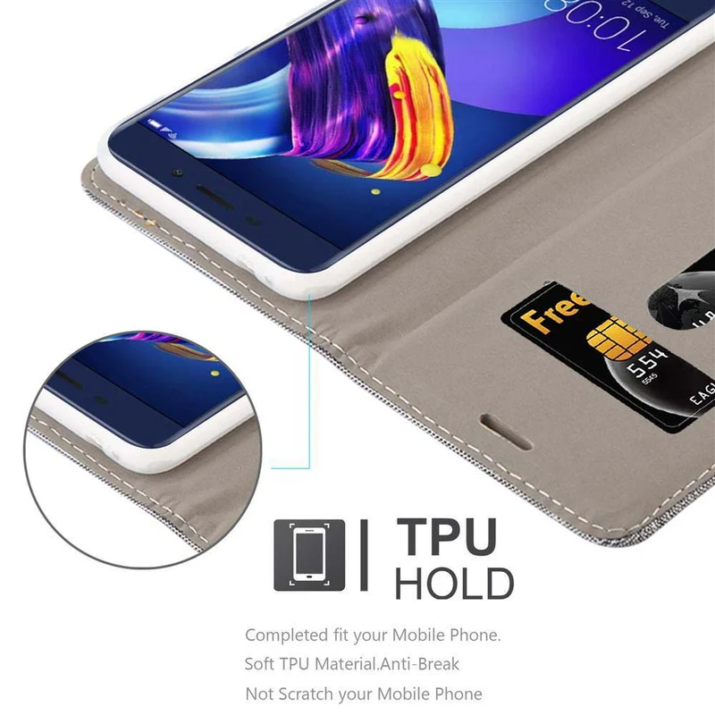 Cadorabo Hülle kompatibel mit Honor 6C PRO Schutzhülle mit Magnetverschluss, Standfunktion und Kartenfach