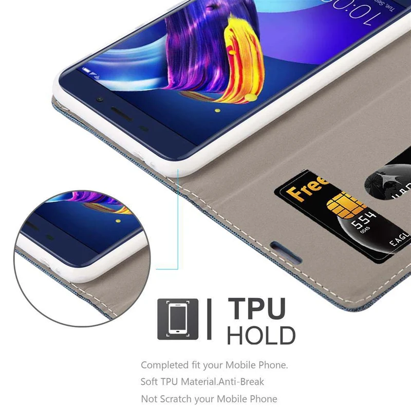 Cadorabo Hülle kompatibel mit Honor 6C PRO Schutzhülle mit Magnetverschluss, Standfunktion und Kartenfach