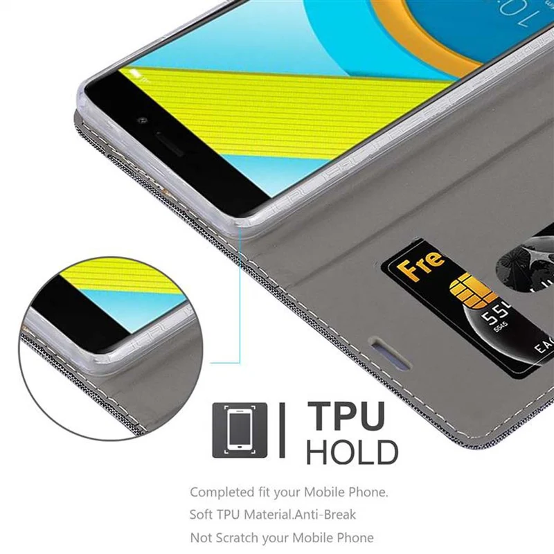Cadorabo Hülle kompatibel mit Honor 6C Schutzhülle mit Magnetverschluss, Standfunktion und Kartenfach