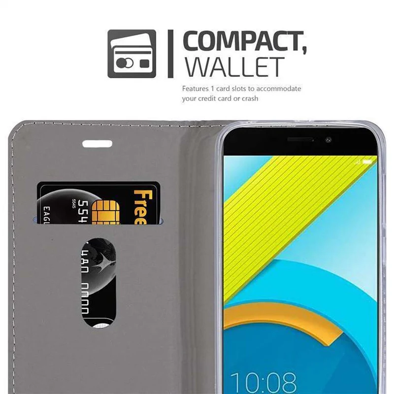 Cadorabo Hülle kompatibel mit Honor 6C Schutzhülle mit Magnetverschluss, Standfunktion und Kartenfach
