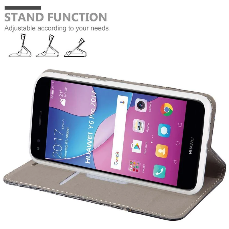 Cadorabo Hülle kompatibel mit Huawei Y6 PRO 2017 Schutzhülle mit Magnetverschluss, Standfunktion und Kartenfach