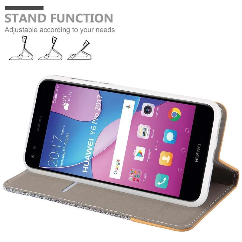 Cadorabo Hülle kompatibel mit Huawei Y6 PRO 2017 Schutzhülle mit Magnetverschluss, Standfunktion und Kartenfach