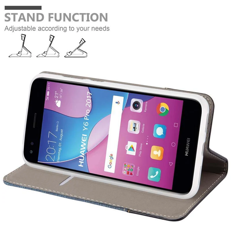 Cadorabo Hülle kompatibel mit Huawei Y6 PRO 2017 Schutzhülle mit Magnetverschluss, Standfunktion und Kartenfach