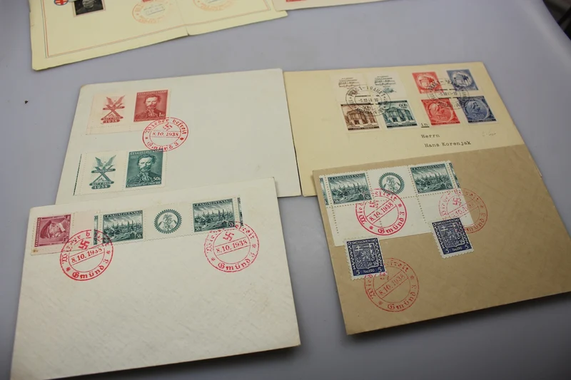 Briefumschläge Nr. 12 mit „entwerteten“ Sudetenland-Briefmarken