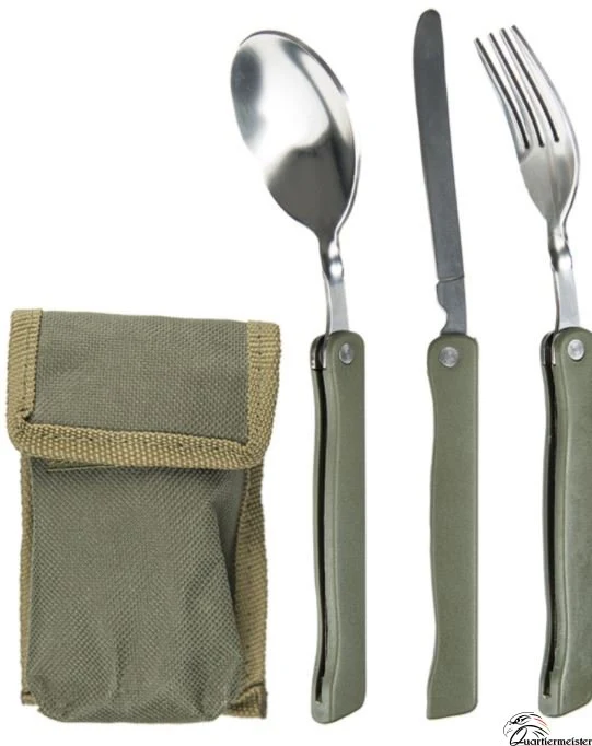 Mil-Tec Klappbesteck 3-tlg. m. Tasche Oliv