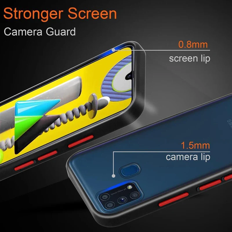 Cadorabo Hülle kompatibel mit Samsung Galaxy M31 Hybrid Schutzhülle mit TPU Silikon Innenseite und matter Kunststoff Rückseite