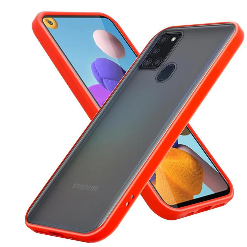 Cadorabo Hülle kompatibel mit Samsung Galaxy A21s Hybrid Schutzhülle mit TPU Silikon Innenseite und matter Kunststoff Rückseite