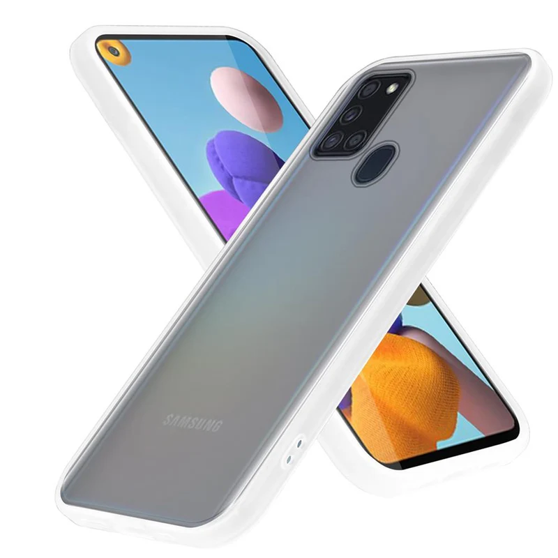 Cadorabo Hülle kompatibel mit Samsung Galaxy A21s Hybrid Schutzhülle mit TPU Silikon Innenseite und matter Kunststoff Rückseite
