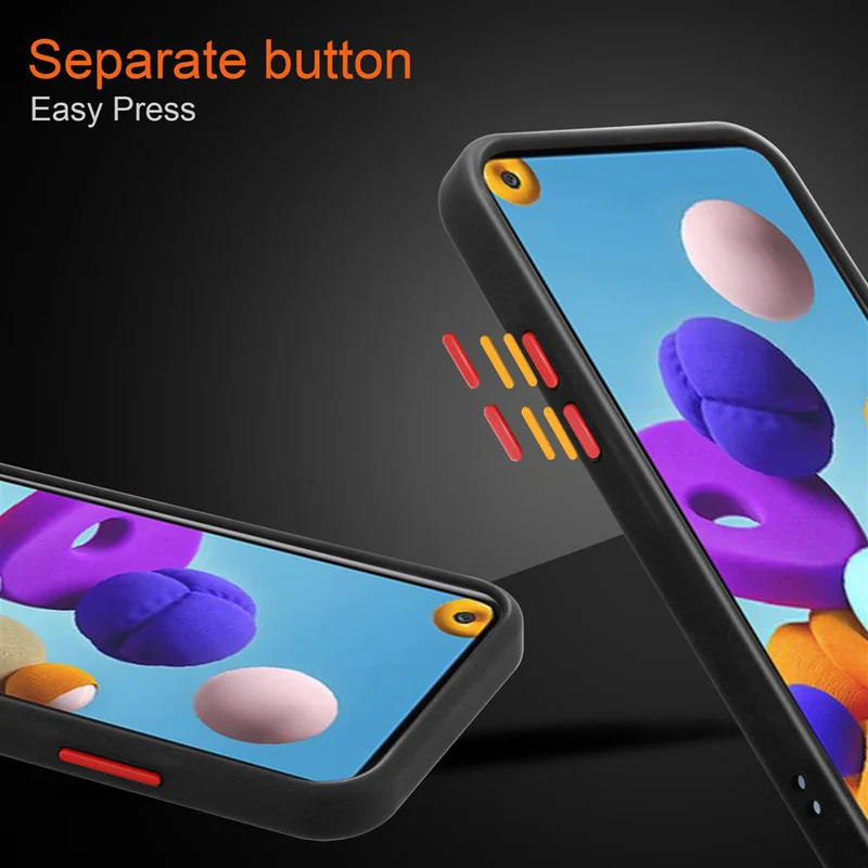 Cadorabo Hülle kompatibel mit Samsung Galaxy A21s Hybrid Schutzhülle mit TPU Silikon Innenseite und matter Kunststoff Rückseite