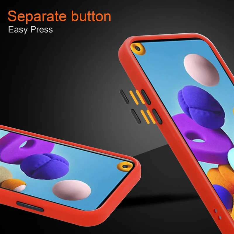 Cadorabo Hülle kompatibel mit Samsung Galaxy A21s Hybrid Schutzhülle mit TPU Silikon Innenseite und matter Kunststoff Rückseite