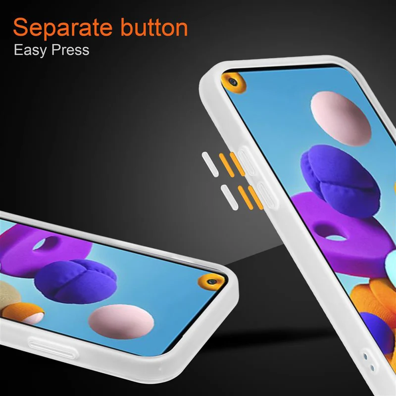 Cadorabo Hülle kompatibel mit Samsung Galaxy A21s Hybrid Schutzhülle mit TPU Silikon Innenseite und matter Kunststoff Rückseite