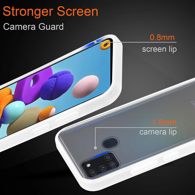 Cadorabo Hülle kompatibel mit Samsung Galaxy A21s Hybrid Schutzhülle mit TPU Silikon Innenseite und matter Kunststoff Rückseite