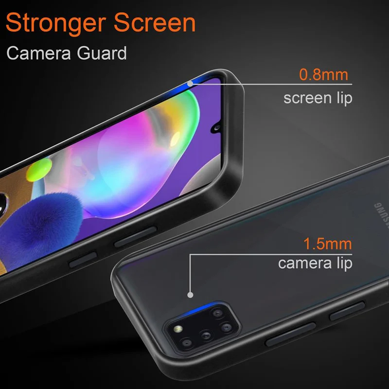 Cadorabo Hülle kompatibel mit Samsung Galaxy A31 Hybrid Schutzhülle mit TPU Silikon Innenseite und matter Kunststoff Rückseite