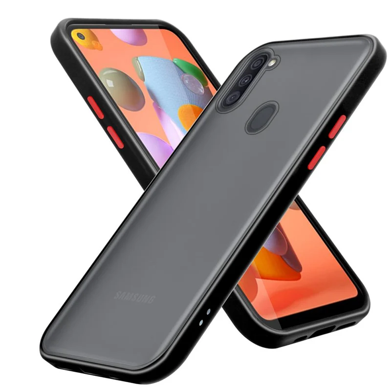 Cadorabo Hülle kompatibel mit Samsung Galaxy A11 / M11 Hybrid Schutzhülle mit TPU Silikon Innenseite und matter Kunststoff Rückseite