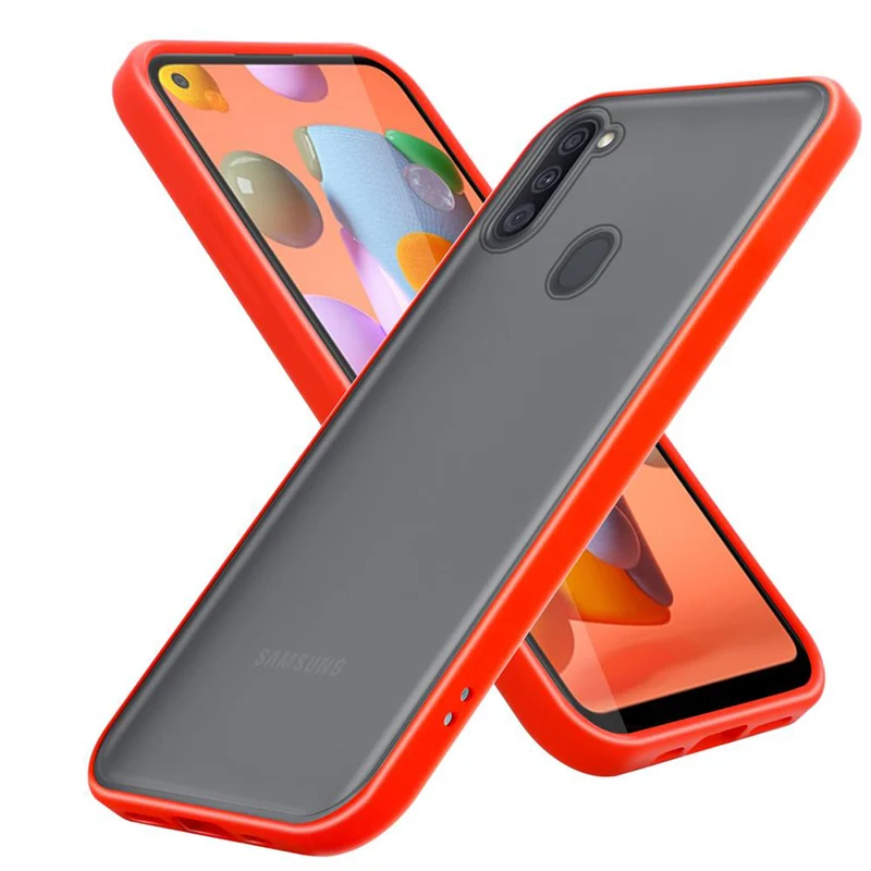 Cadorabo Hülle kompatibel mit Samsung Galaxy A11 / M11 Hybrid Schutzhülle mit TPU Silikon Innenseite und matter Kunststoff Rückseite