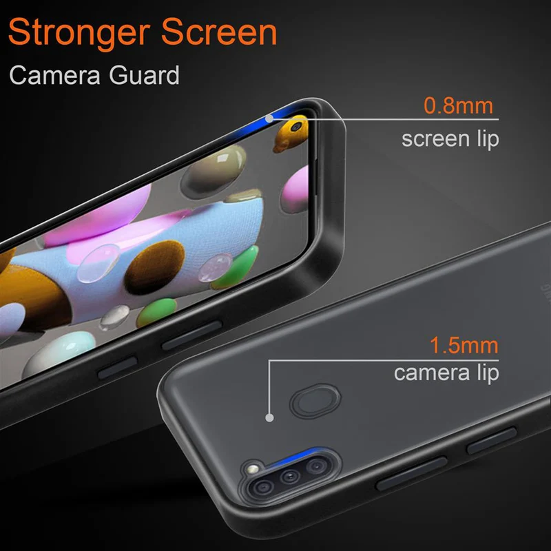 Cadorabo Hülle kompatibel mit Samsung Galaxy A11 / M11 Hybrid Schutzhülle mit TPU Silikon Innenseite und matter Kunststoff Rückseite