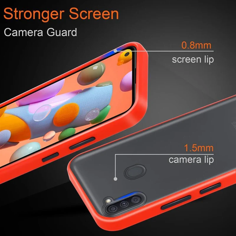 Cadorabo Hülle kompatibel mit Samsung Galaxy A11 / M11 Hybrid Schutzhülle mit TPU Silikon Innenseite und matter Kunststoff Rückseite