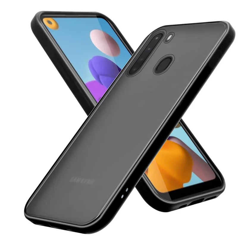 Cadorabo Hülle kompatibel mit Samsung Galaxy A21 Hybrid Schutzhülle mit TPU Silikon Innenseite und matter Kunststoff Rückseite